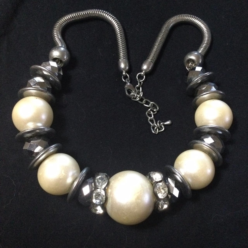 Chunky Pearl and Silver Necklace